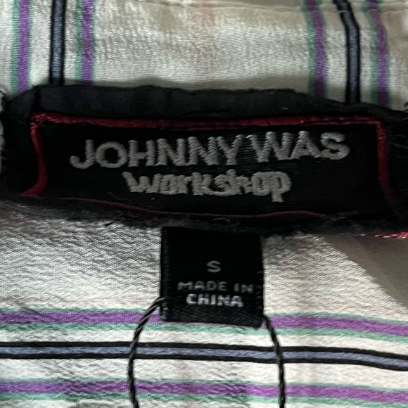 Johnny Was ARIANA BUTTON BACK striped silk shirt with zodiac embroidery size sm - Picture 12 of 16